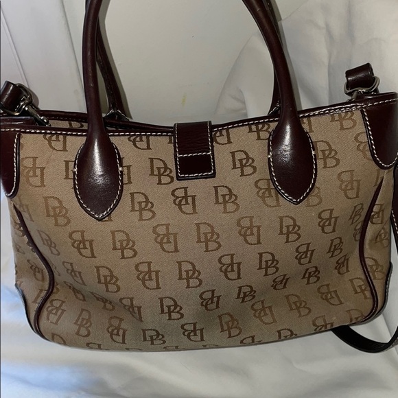 Dooney & Bourke Brown Satchel with Structured Shape and Monogram Pattern - Picture 6 of 13
